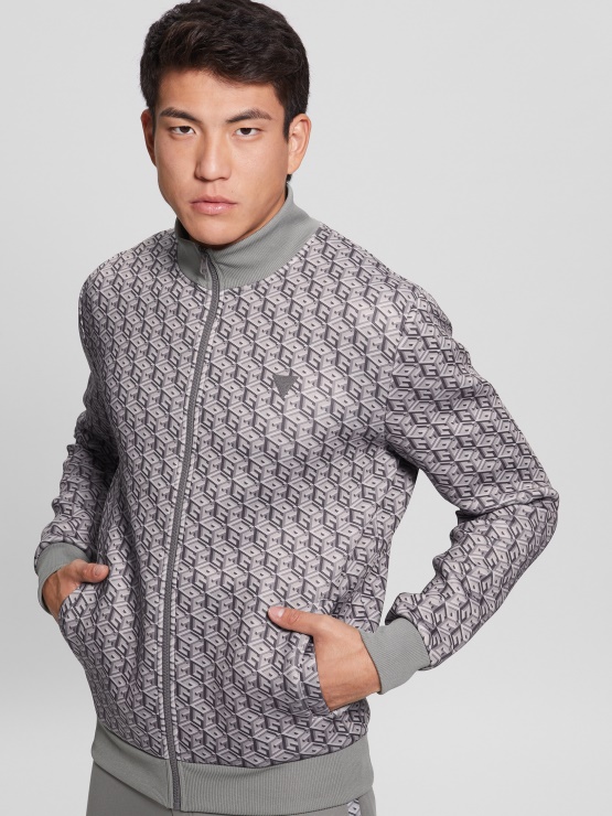 Colin Logo Jakna Na Zadrgo Makro G Kocka Sivo-črna Guess