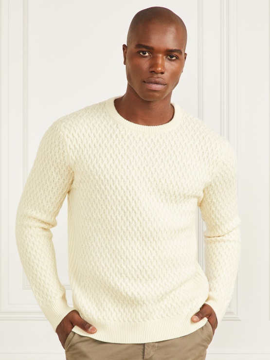 Eko Pulover Z Okroglim Izrezom S Košarastim šivom, Bel Guess