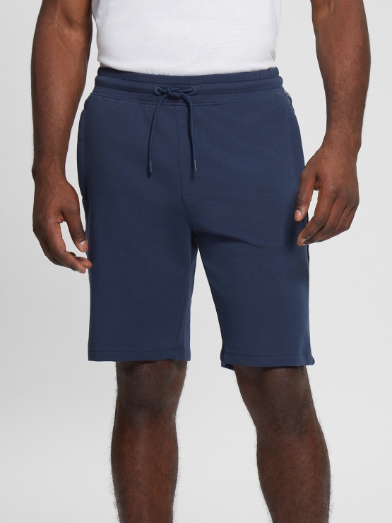 Guess Eco Arlo Logo Tape Kratke Hlače Svileno Modre