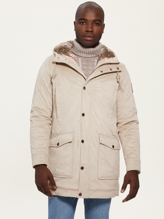 Guess Plašč Iz Umetnega Semiša In Striženega Strižlaka