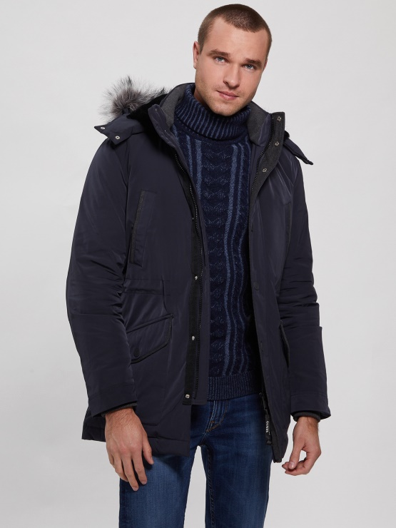 Eko Tehnična Puffer Parka Guess Modra Elegantna
