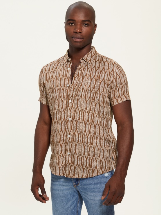 Eko Listi Majica S Kratkimi Rokavi Guess Jedkani črtasti Listi