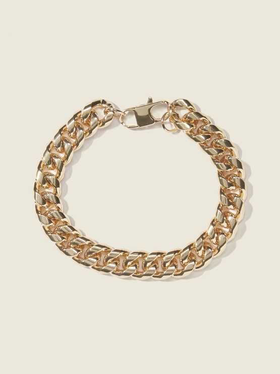 Gold Guess Zapestnica S Kubanskimi Povezavami V Zlati Barvi