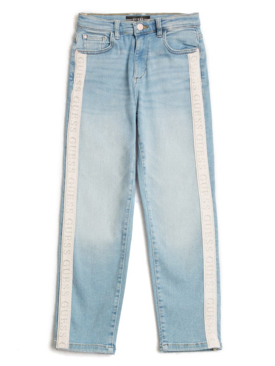 Guess Logo Tape Kavbojke Z Ravnimi Nogavicami (7-16) Crystal Frozen S Trakom