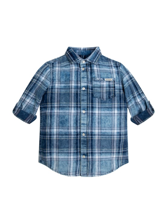 Guess Karirasta Modro-bež Minime Denim Karirasta Srajca (7-18)