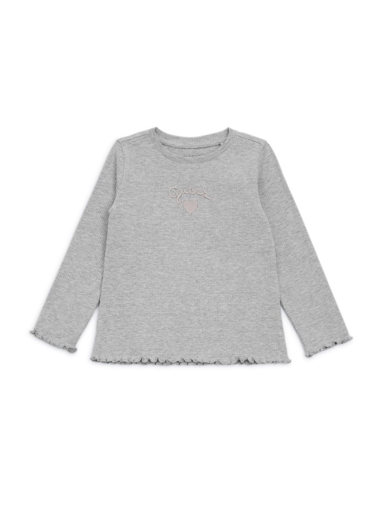 Majica Z Dolgimi Rokavi Z Eko Izvezenim Logotipom Iz Svetlega Kamna (2-7) Guess