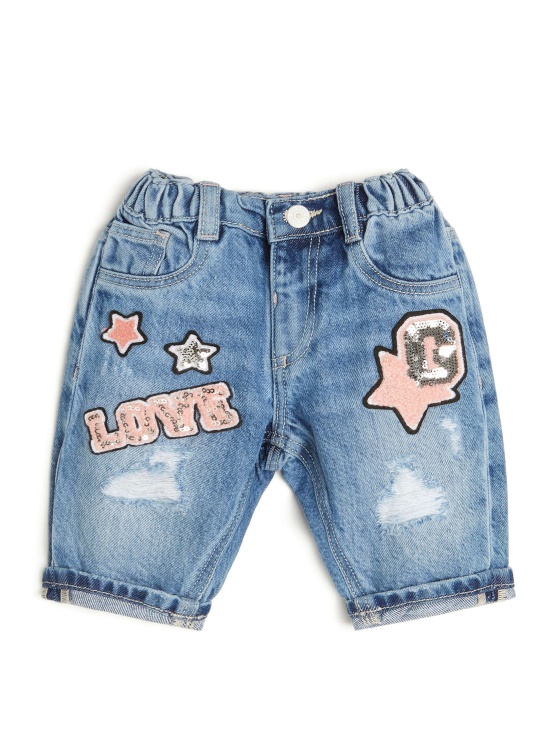 Krpane Hlače Guess Denim Iz Neenakomerno Modre Barve (2-7)