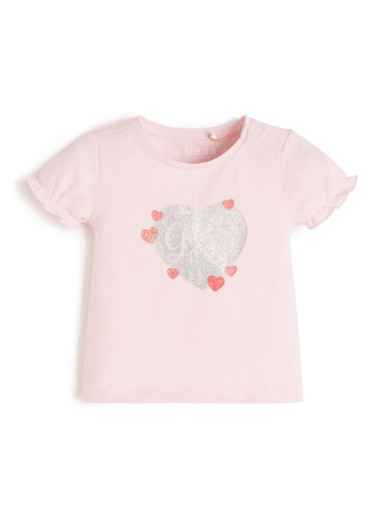Majica Z Bleščečimi Srčki (2-7) Alabaster Roza Guess