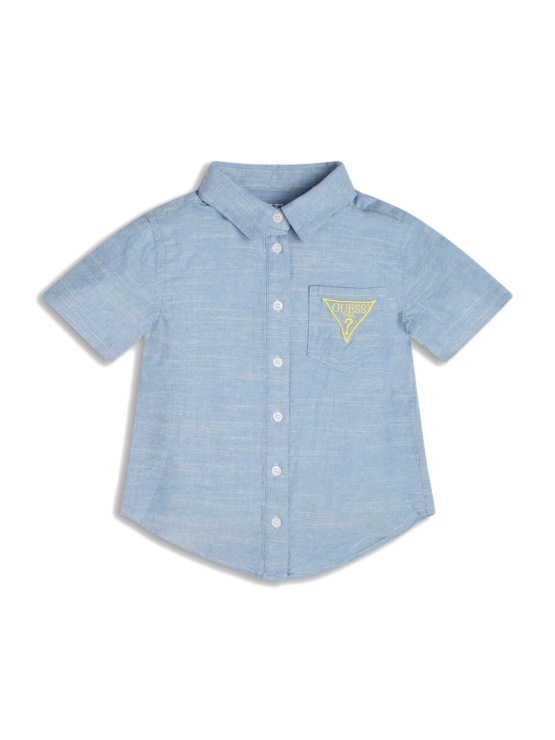Guess Zelo Lahka Navadna Majica Z Logotipom Sky Chambray (2-7)